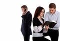 Group of three business people working Royalty Free Stock Photo