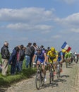 Group of Three Cyclists- Paris-Roubaix 2014 Royalty Free Stock Photo