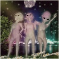 Group of three extraterrestrial friends