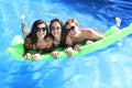 Group of three happy and beautiful young girl friends having bat Royalty Free Stock Photo