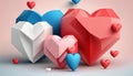 a group of three hearts shaped like a box with hearts coming out of it. Royalty Free Stock Photo