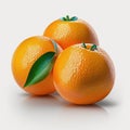 A Group of Three Orange Fruits, on White Background - Generative AI