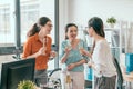 Group of three people having the conversation Royalty Free Stock Photo