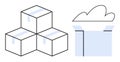 Stacked Boxes and Open Package with Cloud Element Representing Storage or Delivery Concepts Royalty Free Stock Photo