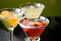 Group of Three Upscale Martinis Royalty Free Stock Photo