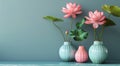 Group of Three Vases With Flowers Royalty Free Stock Photo