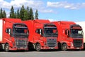 Group of Three Volvo Trucks Parked Royalty Free Stock Photo