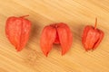 Fresh orange physalis on light wood Royalty Free Stock Photo