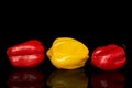 Hot chili habanero isolated on black glass