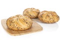 Sesame kaiser roll isolated on white Royalty Free Stock Photo