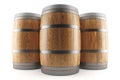 Group of three wine barrels