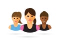 Group of three women cartoon illustration. Royalty Free Stock Photo