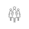 Group of three women icon. Women team Vector isolated line sign Royalty Free Stock Photo