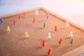 Group of thumbtacks pinned on corkboard Royalty Free Stock Photo