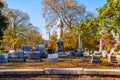 Group of tombstones and sculpture on Oakland Cemetery, Atlanta, USA