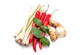 Group of tomyum (Thai food) seasoning ingredients Royalty Free Stock Photo