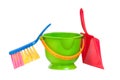 Group of tools for cleaning(dustpan, bucket,brush) Royalty Free Stock Photo