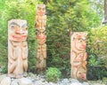 Indian totem poles in Capilano Suspension Bridge in Vancouver, C Royalty Free Stock Photo