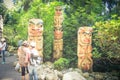 Indian totem poles in Capilano Suspension Bridge in Vancouver Royalty Free Stock Photo