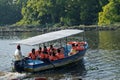 Group of tourist enjoying boating in a lake