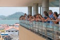 Group of tourist people at viepoint balustrade looking at Panama