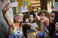 A group of tourists enjoying bucket drinks in Khao San Roa, Bang