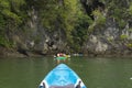 Group of tourists kayaking at Ao tha lane, Krabi