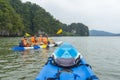 Group of tourists kayaking at Ao tha lane, Krabi Royalty Free Stock Photo