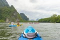 Group of tourists kayaking at Ao tha lane, Krabi Royalty Free Stock Photo