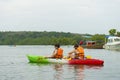 Group of tourists kayaking at Ao tha lane, Krabi Royalty Free Stock Photo