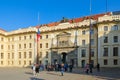 Group of tourists is located at gate of Matthias in First Courtyard of Prague Castle, Prague, Czech Republic Royalty Free Stock Photo