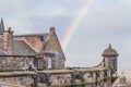 Group of tourists looking at the panoramic views in Edinburgh Castle