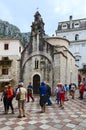 Group of tourists near Church of St. Luke, Kotor, Montenegro