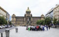 Group of tourists near National Museum of Prague.