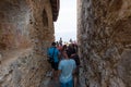 Group of tourists in the ruins of the fortress of Alanya.