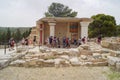 Group of tourists in the ruins of the palace of Knossos Greece, Crete, Royalty Free Stock Photo