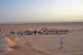 Group of tourists in a salty lake in the Sahara Royalty Free Stock Photo