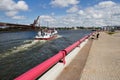 A group of tourists on a small ship