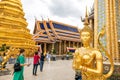 Tourists visit Wat Phra Kaew or The Grand Palace