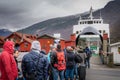 Tourists waiting for the fiord cruise