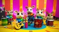 A group of toy hamsters playing music instruments. AI generative image.