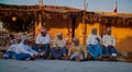 A Group of Traditional Arabic fishermen sitting in Katara cultural village in Doha, Qatar