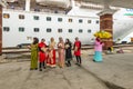 A group of traditional musicians are performing on International Penang port in George Town, Penang, Malaysia