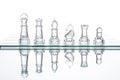 Group transparent glass Chess, Reflection Studio Shot War Royalty Free Stock Photo