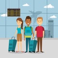 Group of travelers in the airport Royalty Free Stock Photo