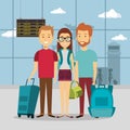 Group of travelers in the airport Royalty Free Stock Photo