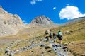 Group of trekkers in the Fany mountain Royalty Free Stock Photo