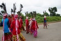 Group of tribal people performing a traditional folk dance in Ajodhya Hills in Purulia, West Bengal