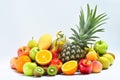 Group of tropical ripe fruits on white background Royalty Free Stock Photo