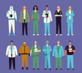 group of twelve doctors medical staff characters